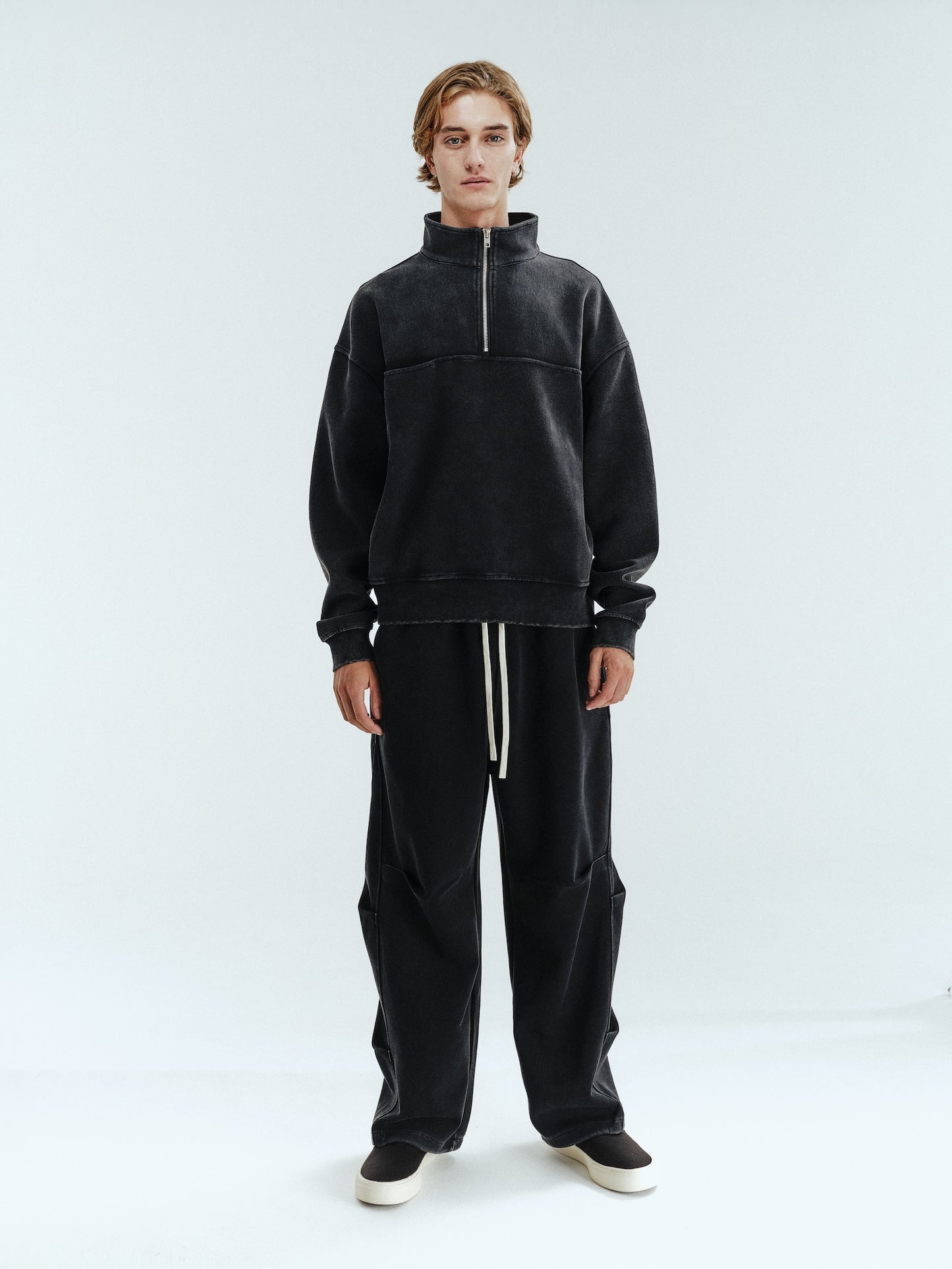 BTMK HALF ZIP SWEAT washed XS919S09