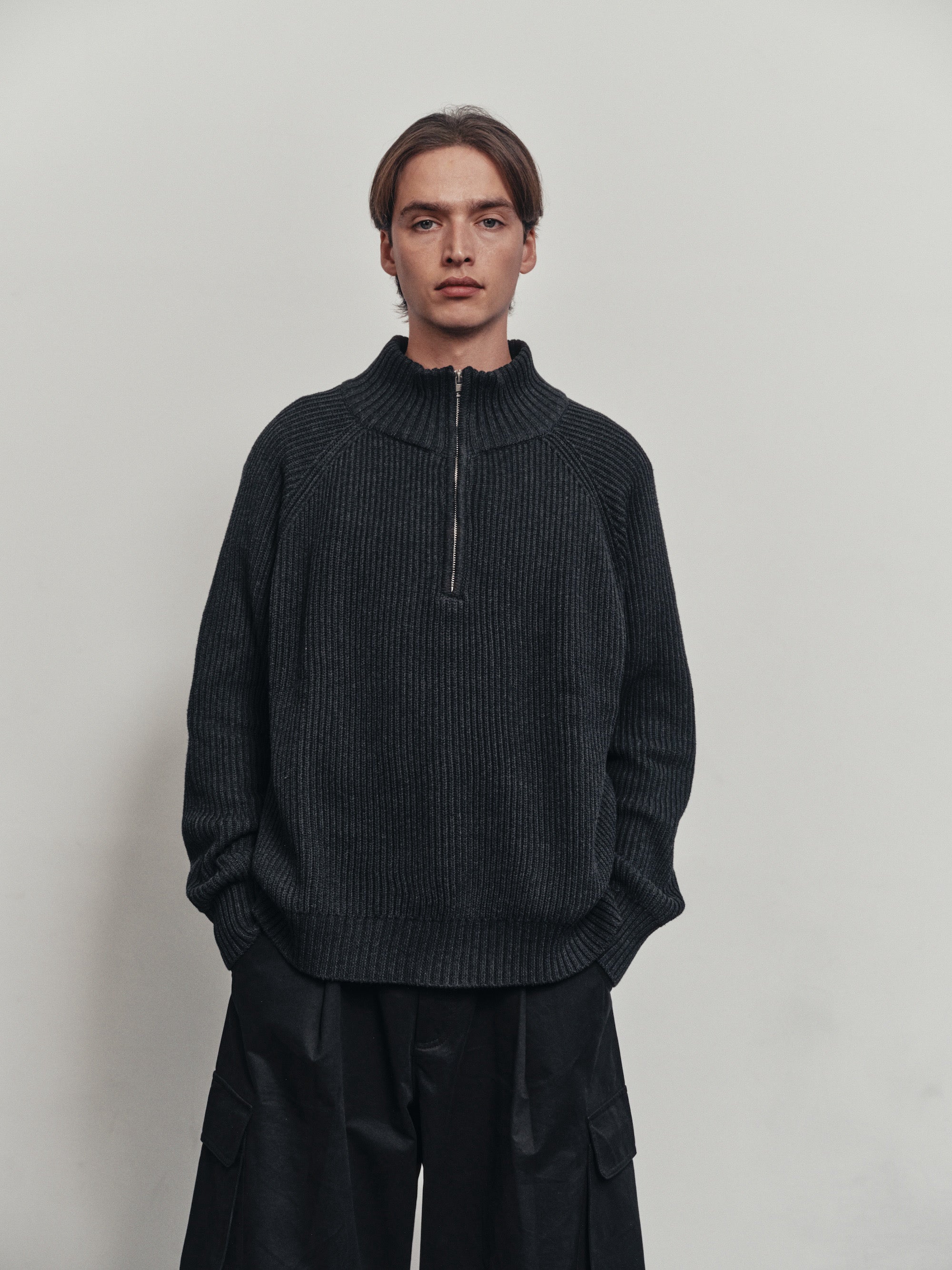 BTMK SWEATER high-neck half-zip MY913