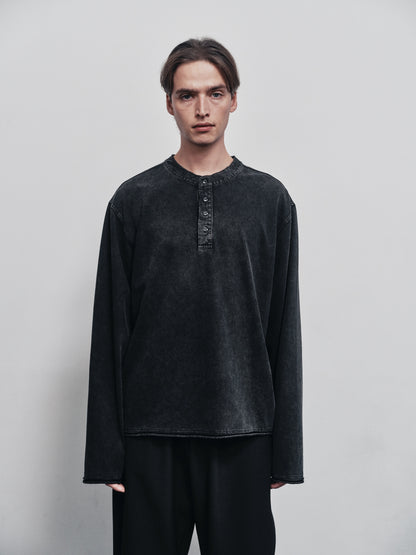 BTMK HENLEY NECK L/S TEE washed HR51