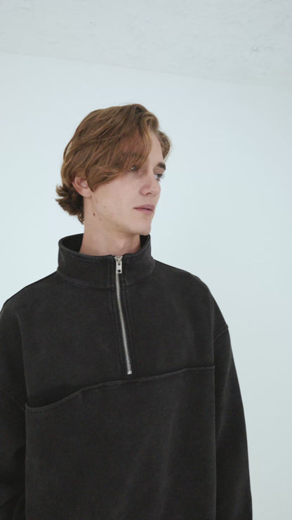 BTMK HALF ZIP SWEAT washed XS919S09